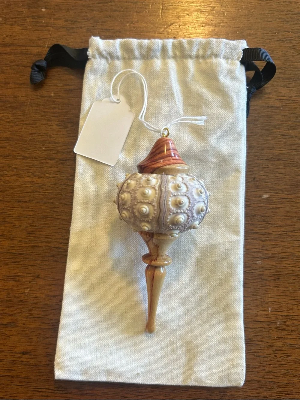Handmade Wood Turned Sputnik Sea Urchin Shell Christmas Ornament - Exotic Wood